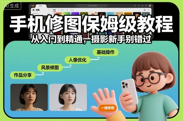 手机修图保姆级教程，从入门到精通，摄影新手别错过-润格副业网-每天分享热门副业赚钱项目