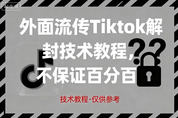 外面流传Tiktok解封技术教程,不保证百分百,具体自测-润格副业网-每天分享热门副业赚钱项目