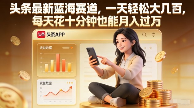 头条最新蓝海赛道,一天轻松大几张,每天花十分钟也能月入过1W【揭秘】-润格副业网-每天分享热门副业赚钱项目