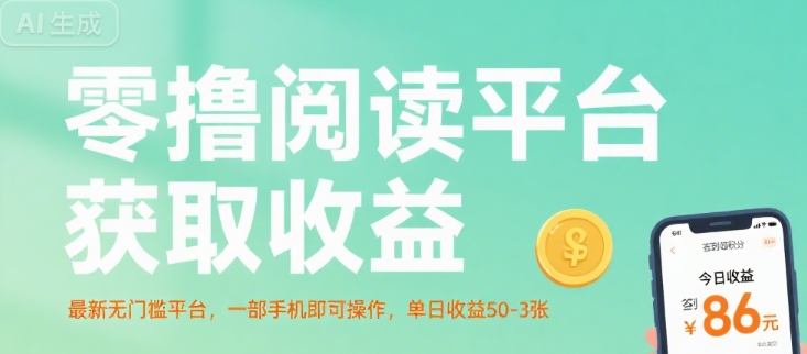 零撸阅读平台获取收益，最新无门槛平台，一部手机即可操作，单日收益50-3张【揭秘】-润格副业网-每天分享热门副业赚钱项目