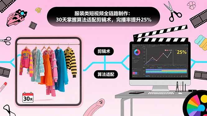 (15655期)服装类短视频全链路制作:30天掌握算法适配剪辑术,完播率提升25%-润格副业网-每天分享热门副业赚钱项目