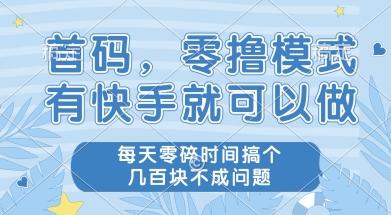 首码零撸项目，有快手就可以做，每天业务时间搞个几张不是问题【揭秘】-润格副业网-每天分享热门副业赚钱项目