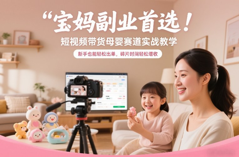 宝妈副业首选！短视频带货母婴赛道实战教学，新手也能轻松出单，碎片时间轻松增收-润格副业网-每天分享热门副业赚钱项目