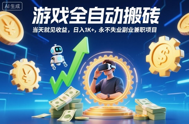 游戏全自动搬砖,当天就见收益,日入1K+,永不失业副业兼职项目【揭秘】-润格副业网-每天分享热门副业赚钱项目
