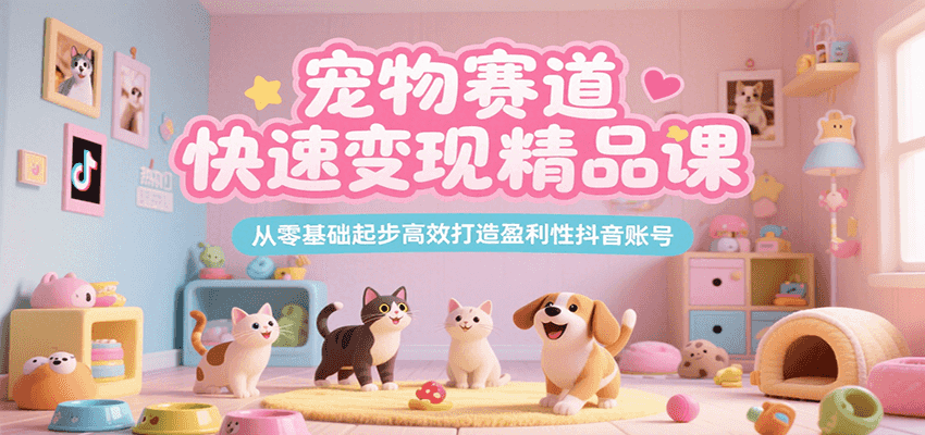宠物赛道快速变现精品课，从零基础起步高效打造盈利性抖音账号-润格副业网-每天分享热门副业赚钱项目