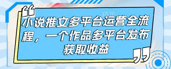 小说推文多平台运营全流程,一个作品多平台发布获取收益-润格副业网-每天分享热门副业赚钱项目