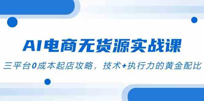 AI电商无货源实战课，三平台0成本起店攻略，技术+执行力的黄金配比-润格副业网-每天分享热门副业赚钱项目
