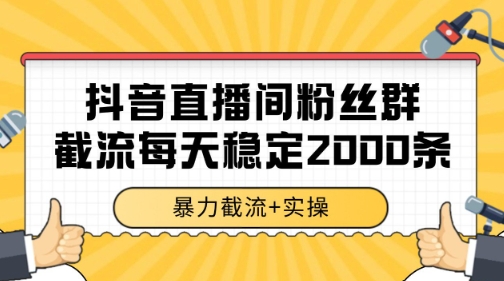 抖音直播间粉丝群暴力截流,一台电脑每天稳定2000条数据【揭秘】-润格副业网-每天分享热门副业赚钱项目