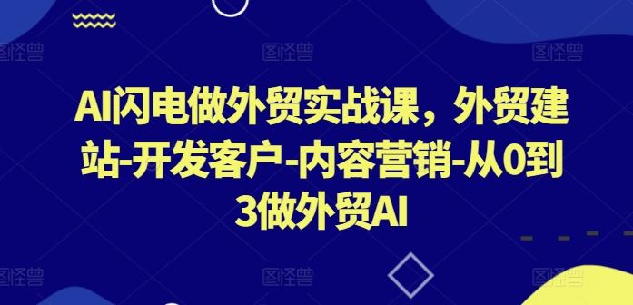AI闪电做外贸实战课,外贸建站-开发客户-内容营销-从0到3做外贸AI(更新)-润格副业网-每天分享热门副业赚钱项目