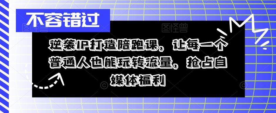 逆袭IP打造陪跑课，让每一个普通人也能玩转流量，抢占自媒体福利-润格副业网-每天分享热门副业赚钱项目