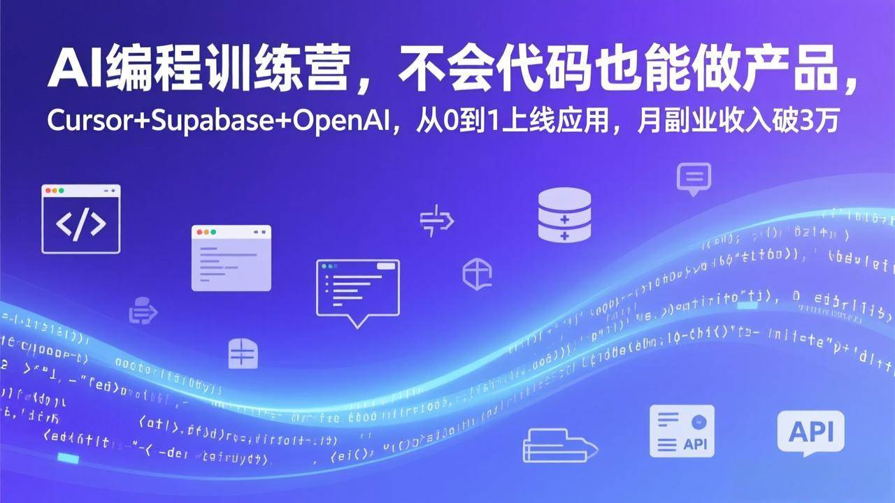 （17388期）AI编程训练营，不会代码也能做产品，Cursor+Supabase+OpenAI，从0到1上线应用，月副业收入破3万-润格副业网-每天分享热门副业赚钱项目