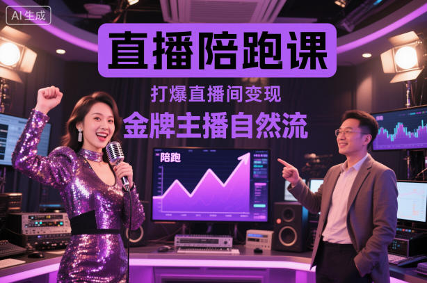 直播陪跑课，金牌主播自然流打爆直播间，复制高变现玩法-润格副业网-每天分享热门副业赚钱项目