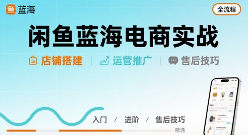 闲鱼蓝海电商实战,店铺搭建运营售后全流程-润格副业网-每天分享热门副业赚钱项目