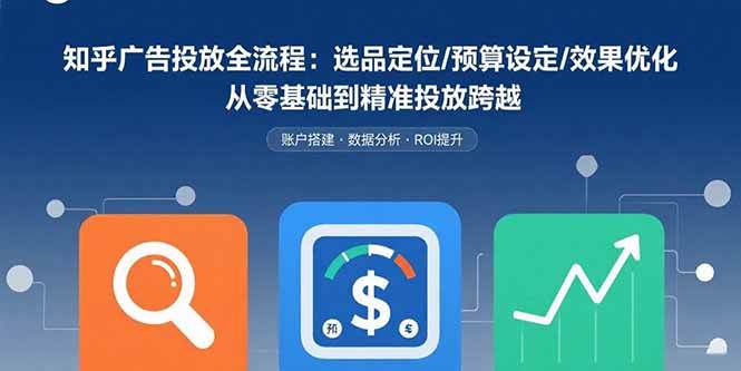 (15774期)知乎广告投放全流程:选品定位/预算设定/效果优化 从零基础到精准投放跨越-润格副业网-每天分享热门副业赚钱项目