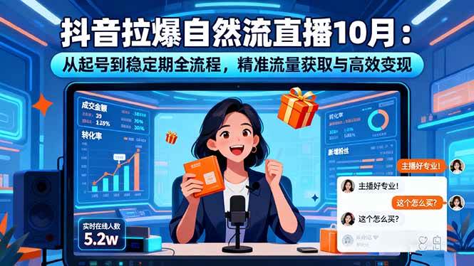 (16339期)抖音拉爆自然流直播10月:从起号到稳定期全流程,精准流量获取与高效变现-润格副业网-每天分享热门副业赚钱项目