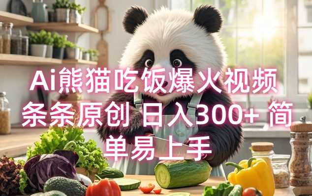 Ai熊猫吃饭爆火视频 条条原创 日入300+ 简单易上手-润格副业网-每天分享热门副业赚钱项目