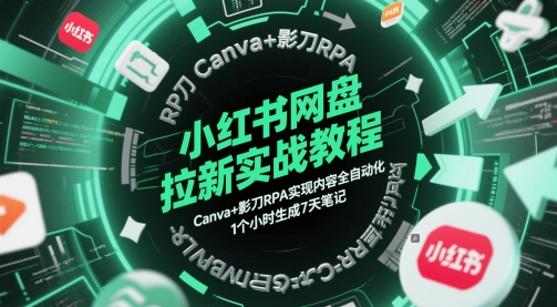 小红书网盘拉新实战教程,Canva+影刀RPA实现内容全自动化,1个小时生成7天笔记-润格副业网-每天分享热门副业赚钱项目
