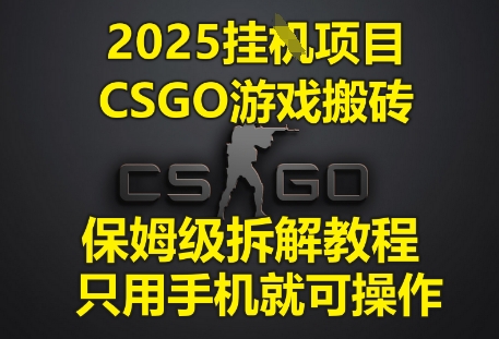 2025挂G项目，CSGO游戏搬砖，保姆级拆解教程，只用手机就可操作【揭秘】-润格副业网-每天分享热门副业赚钱项目