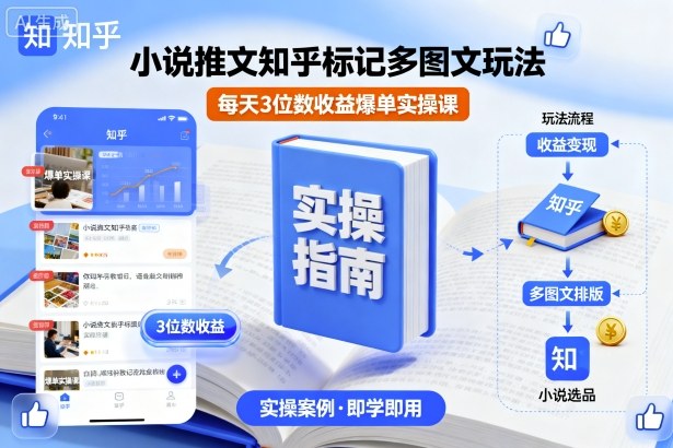 小说推文知乎标记多图文玩法,每天3位数收益爆单实操课-润格副业网-每天分享热门副业赚钱项目