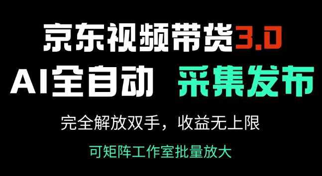 京东视频带货3.0,Ai全自动采集+自动发布,完全解放双手,收入无上限-润格副业网-每天分享热门副业赚钱项目