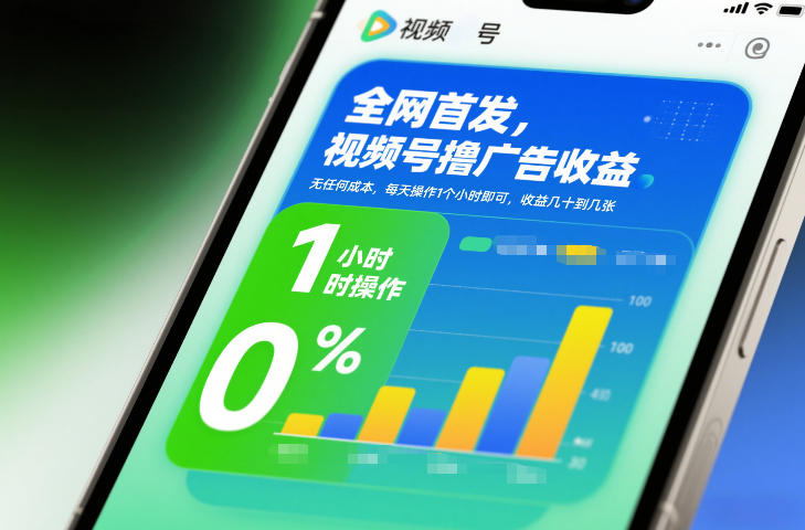 全网首发，视频号撸广告收益，无任何成本，每天操作1个小时即可，收益几十到几张-润格副业网-每天分享热门副业赚钱项目