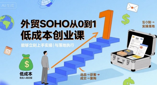 外贸SOHO从0到1低成本创业课，能够立刻上手实操与落地执行-润格副业网-每天分享热门副业赚钱项目