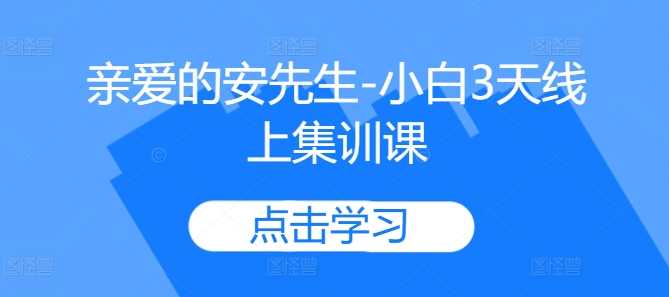 亲爱的安先生-小白3天线上集训课-润格副业网-每天分享热门副业赚钱项目