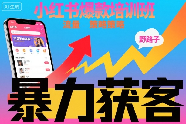 小红书爆款培训班，小红书获客野路子流量打法，暴力持续获客-润格副业网-每天分享热门副业赚钱项目