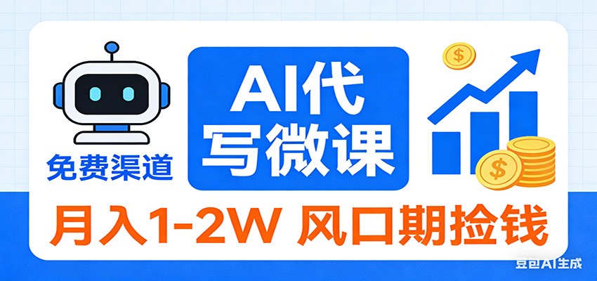 2026告别打工!AI 代写微课,提供免费渠道,月入 1-2W 风口期捡钱-润格副业网-每天分享热门副业赚钱项目