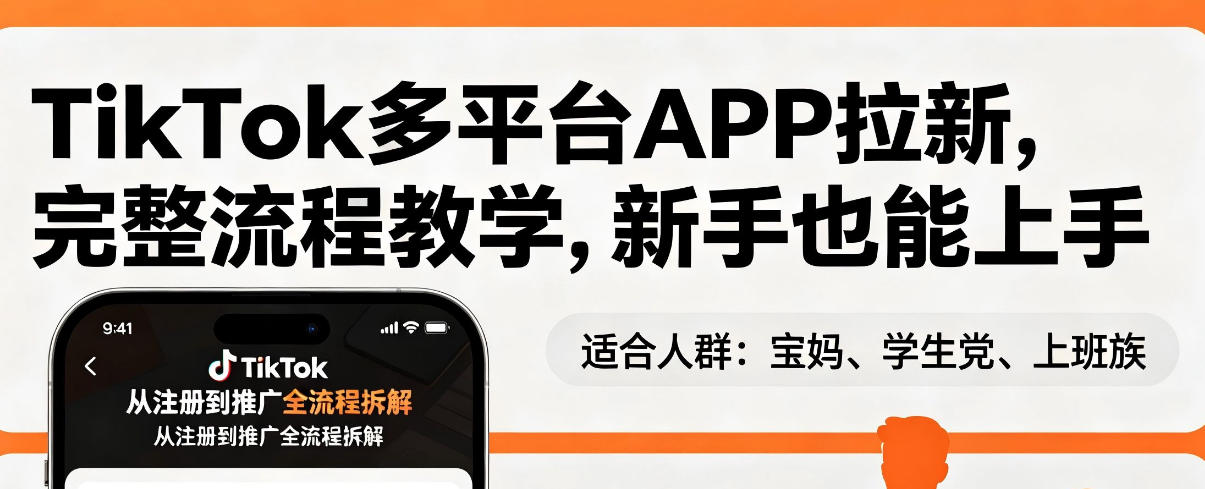 TikTok多平台APP拉新,完整流程教学,新手也能上手,轻松出海搞美金-润格副业网-每天分享热门副业赚钱项目