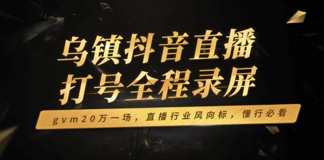 （14014期）乌镇抖音直播打号全程录屏，gvm20万一场，直播行业风向标，懂行必看-润格副业网-每天分享热门副业赚钱项目