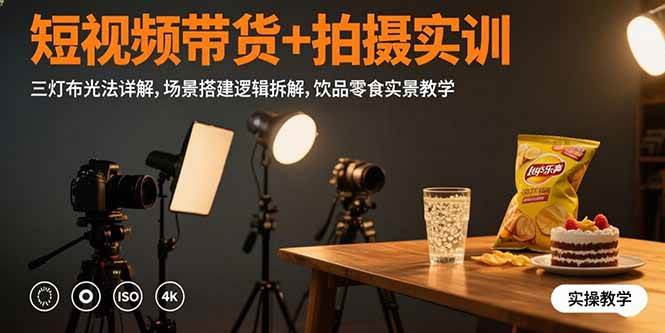 (15540期)短视频带货+拍摄实训:三灯布光法详解,场景搭建逻辑拆解,饮品零食实景教学-润格副业网-每天分享热门副业赚钱项目