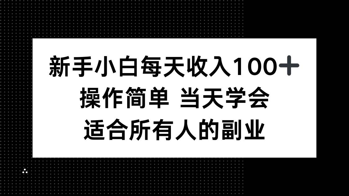 （15937期）新手小白每天收入100+，操作简单 当天学会 ，适合所有人的副业-润格副业网-每天分享热门副业赚钱项目