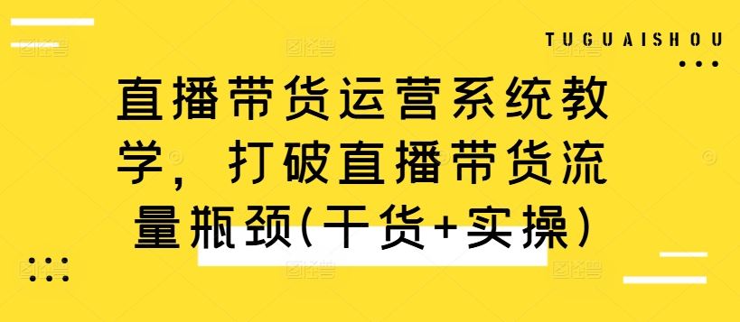 直播带货运营系统教学，打破直播带货流量瓶颈(干货+实操)-润格副业网-每天分享热门副业赚钱项目