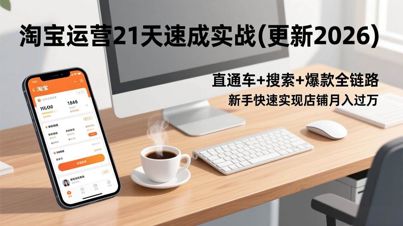 （17806期）淘宝运营21天速成实战(更新3月)，直通车+搜索+爆款全链路，新手快速实现店铺月入过万-润格副业网-每天分享热门副业赚钱项目