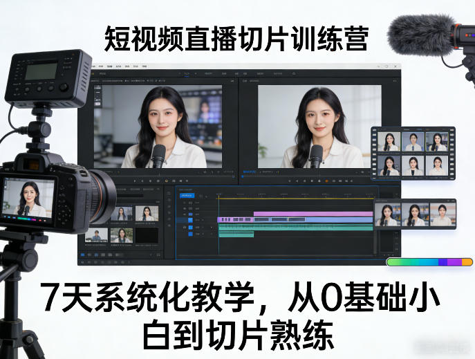 短视频直播切片训练营，7天系统化教学，从0基础小白到切片熟练-润格副业网-每天分享热门副业赚钱项目