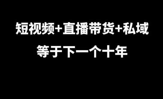 短视频+直播带货+私域等于下一个十年,大佬7年实战经验总结-润格副业网-每天分享热门副业赚钱项目