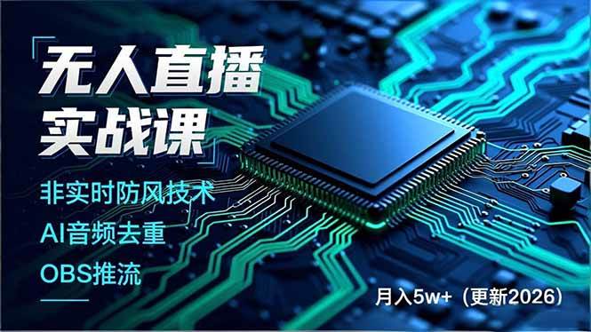 (17384期)无人直播实战课(更新2月),非实时防风技术、AI音频去重、OBS推流,建立技术壁垒,月入5w+ (17384期)无人直播实战课(更新2月),非实时防风技术、AI音频去重、OBS推流,建立技术壁垒,月入5w+