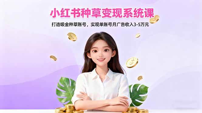 （16468期）小红书种草变现系统课：打造吸金种草账号，实现单账号月广告收入3-5万元-润格副业网-每天分享热门副业赚钱项目