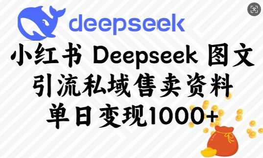 小红书Deepseek图文引流私域售卖资料，单日变现多张-润格副业网-每天分享热门副业赚钱项目