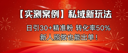 【实测案例】私域新玩法，日引30+精准粉，转化率50%，新人照做也能出单！-润格副业网-每天分享热门副业赚钱项目
