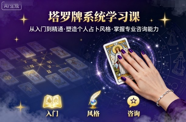 塔罗牌系统学习课,助你从入门到精通,塑造个人占卜风格,掌握专业咨询能力-润格副业网-每天分享热门副业赚钱项目