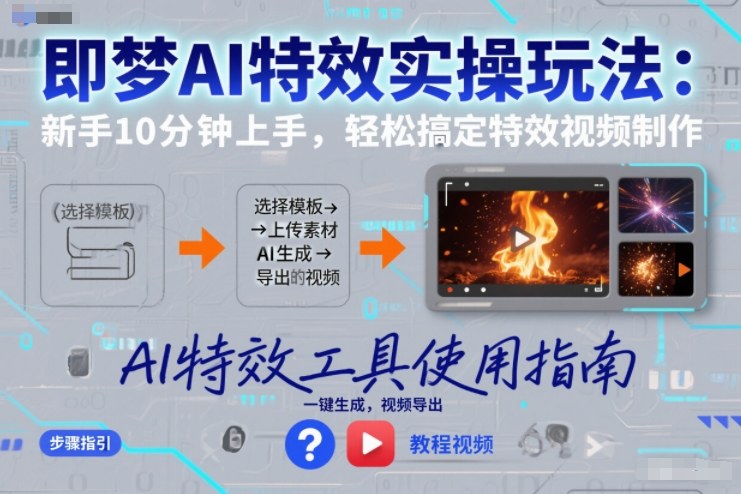 即梦AI特效实操玩法:新手10分钟上手,轻松搞定特效视频制作-润格副业网-每天分享热门副业赚钱项目