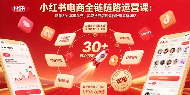 (15751期)小红书电商全链路运营课:涵盖30+实操单元,实现从开店到爆款账号完整闭环-润格副业网-每天分享热门副业赚钱项目