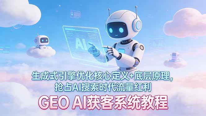 （17604期）GEO AI获客系统教程：生成式引擎优化核心定义+底层原理，抢占AI搜索时代流量红利-润格副业网-每天分享热门副业赚钱项目