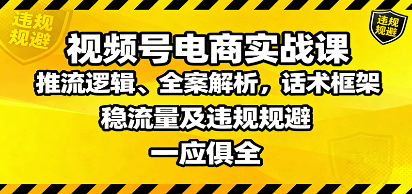 视频号电商实战课：推流逻辑、全案解析，话术框架，稳流量及违规规避等-润格副业网-每天分享热门副业赚钱项目