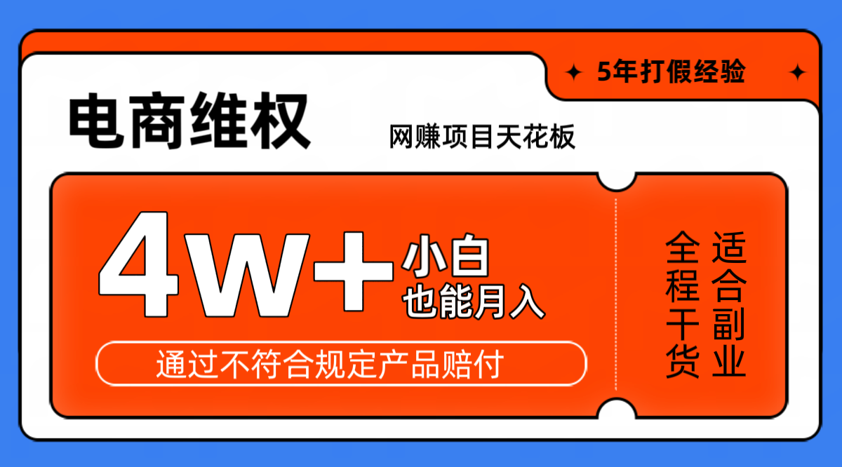 网赚项目天花板电商购物维权月收入稳定4w+独家玩法小白也能上手-润格副业网-每天分享热门副业赚钱项目