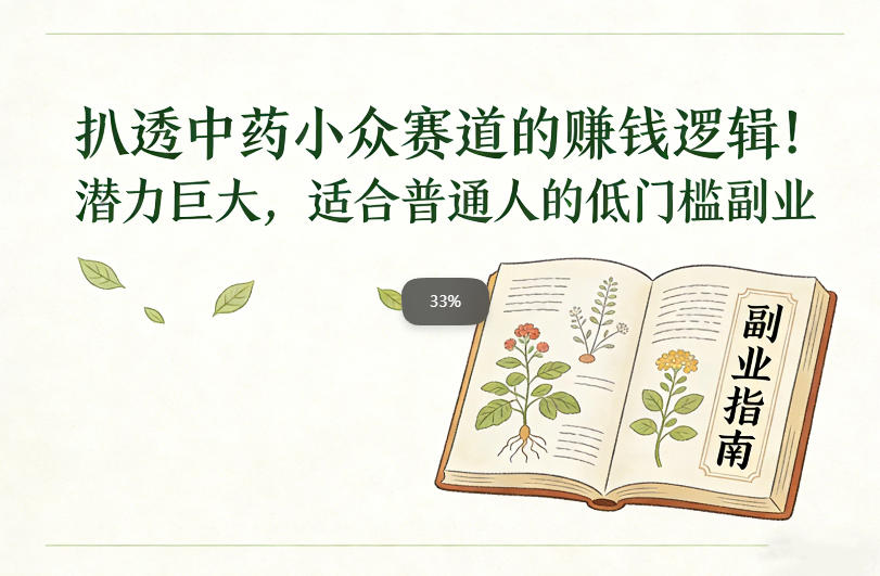 扒透中药小众赛道的賺米逻辑,潜力巨大,适合普通人的低门槛副业-润格副业网-每天分享热门副业赚钱项目