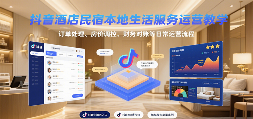 抖音酒店民宿本地生活服务运营教学，订单处理、房价调控、财务对账等日常运营流程-润格副业网-每天分享热门副业赚钱项目