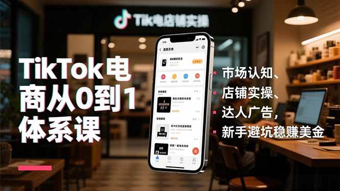 （16818期）TikTok电商从0到1体系课，市场认知、店铺实操、达人广告，新手避坑稳赚美金-润格副业网-每天分享热门副业赚钱项目